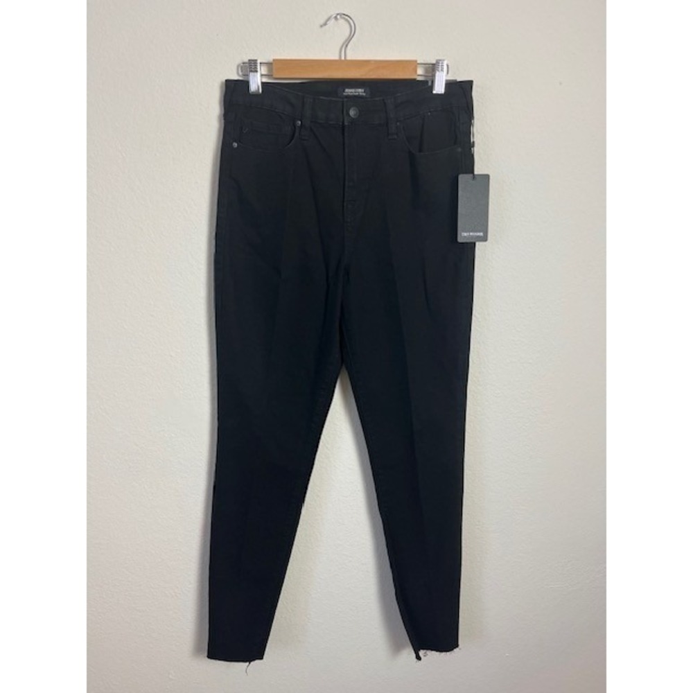 New True Religion W32 Curvy Distressed High Rise Super Skinny Black Mallcore‎